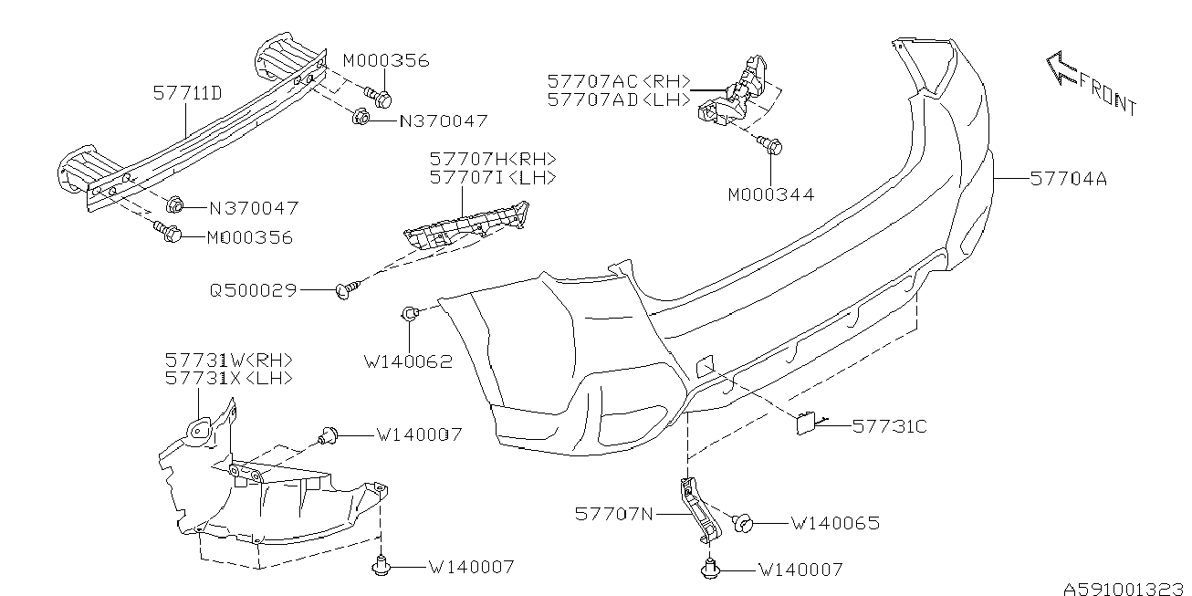 Subaru 57702FL220 - Буфер, бампер avtokuzovplus.com.ua