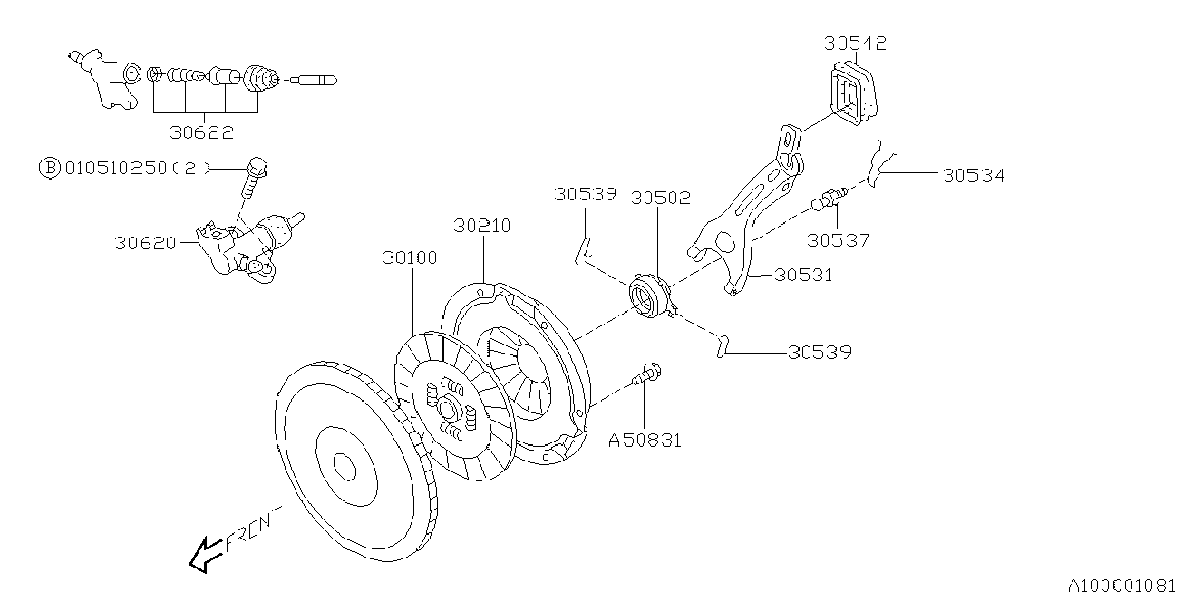 Subaru 30530AA021 - Возвратная вилка, система сцепления avtokuzovplus.com.ua