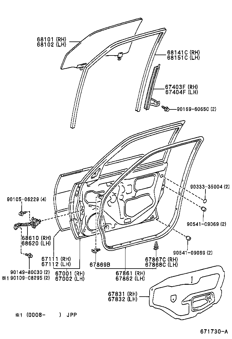 TOYOTA 6810212820 - Бокове вікно autocars.com.ua