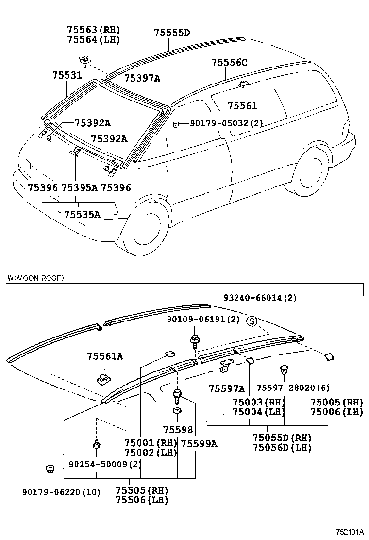 TOYOTA 75397 95D00 - Комплект рамки вітрового скла autocars.com.ua