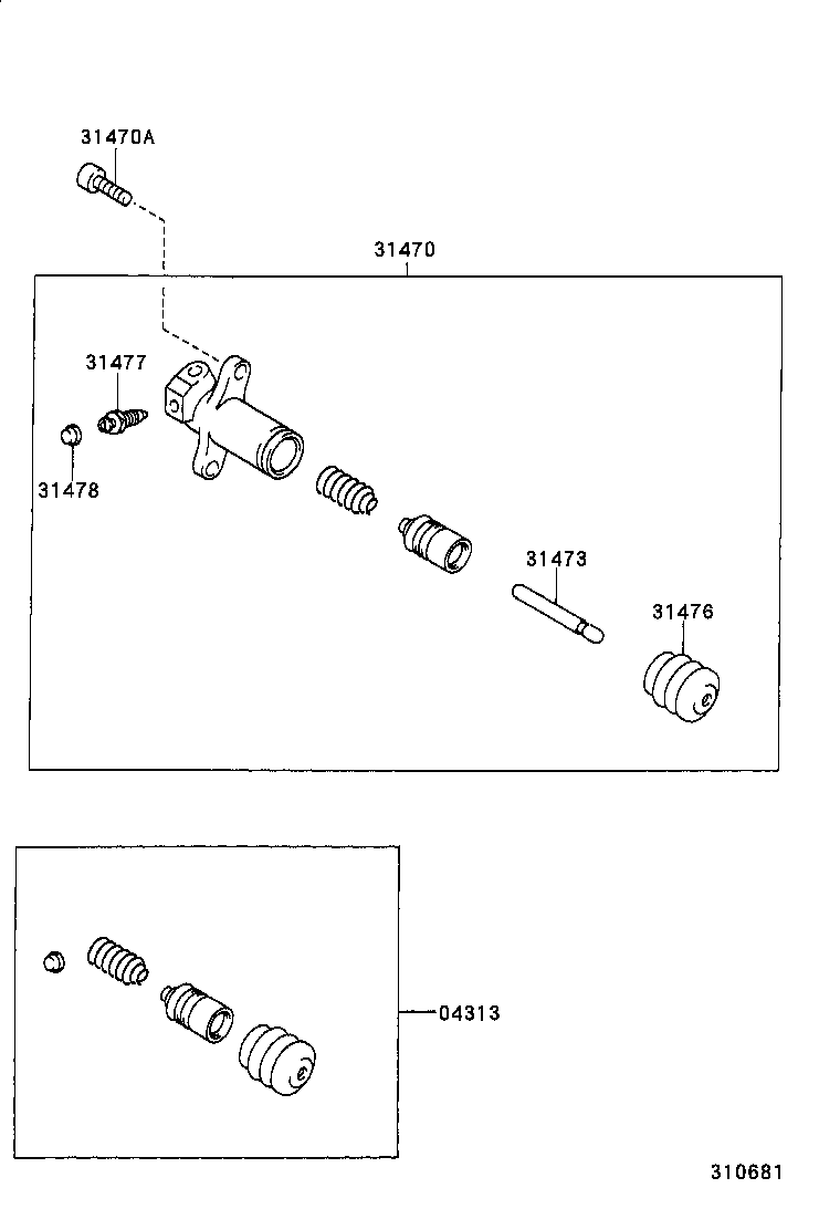 Daihatsu 04313-14030 - Ремкомплект, робочий циліндр autocars.com.ua