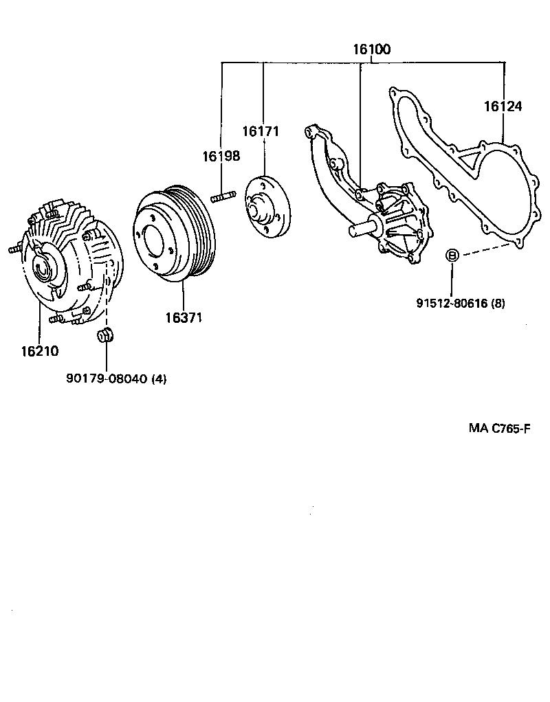 TOYOTA 16100-79155 - Водяний насос autocars.com.ua