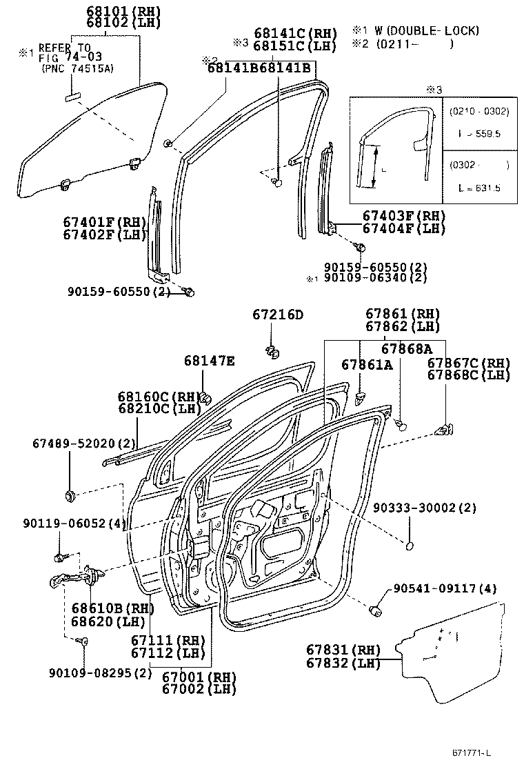 TOYOTA 6811052050 - Бокове вікно двері autocars.com.ua