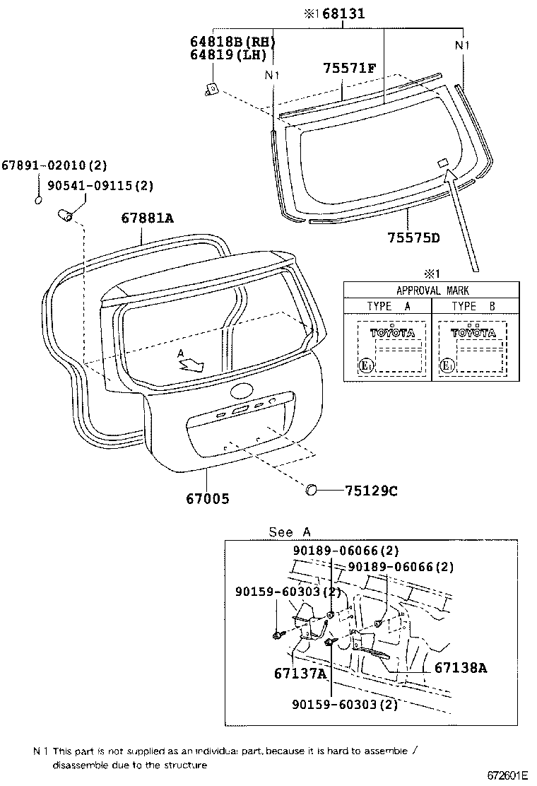 TOYOTA 6810502030 - Заднее стекло avtokuzovplus.com.ua