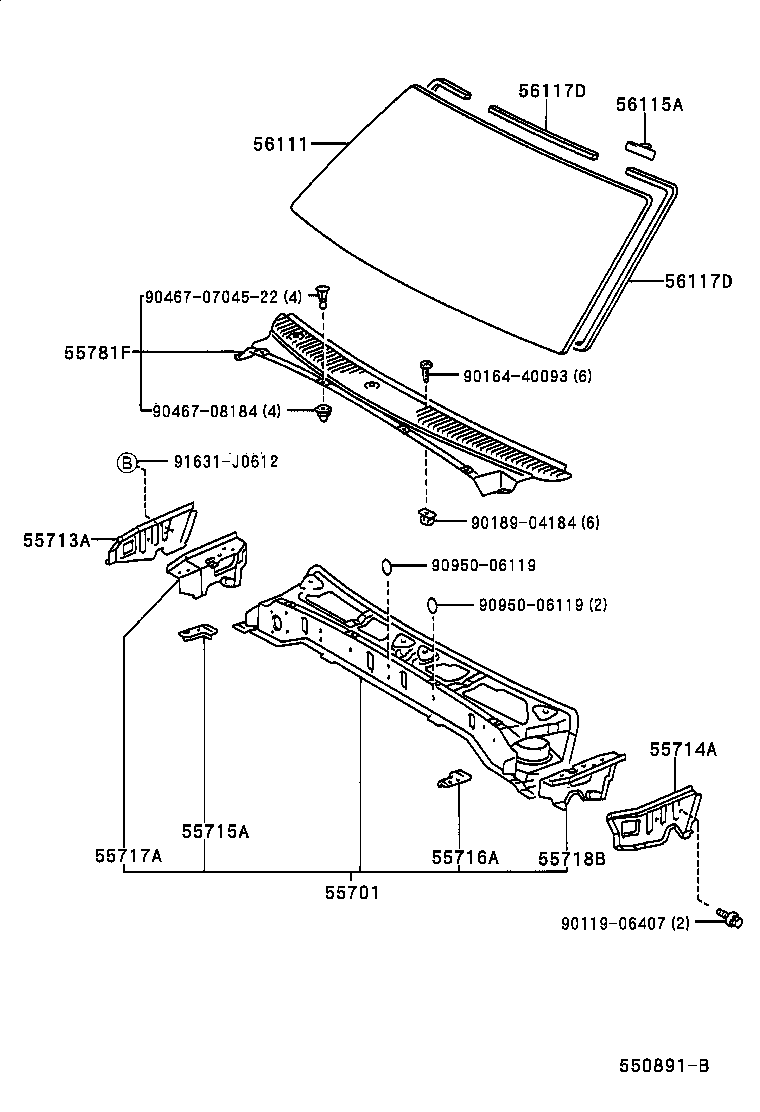 TOYOTA 5611135042 - Вітрове скло autocars.com.ua