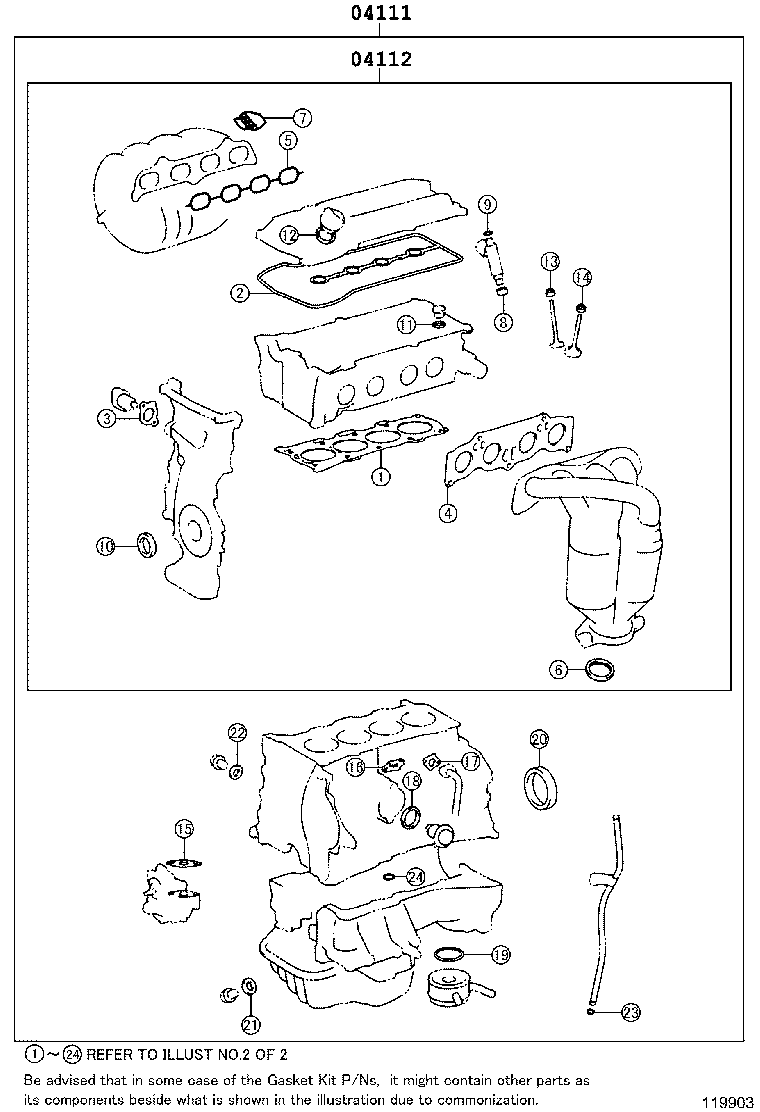 TOYOTA 04111-28123 - Комплект прокладок, двигун autocars.com.ua