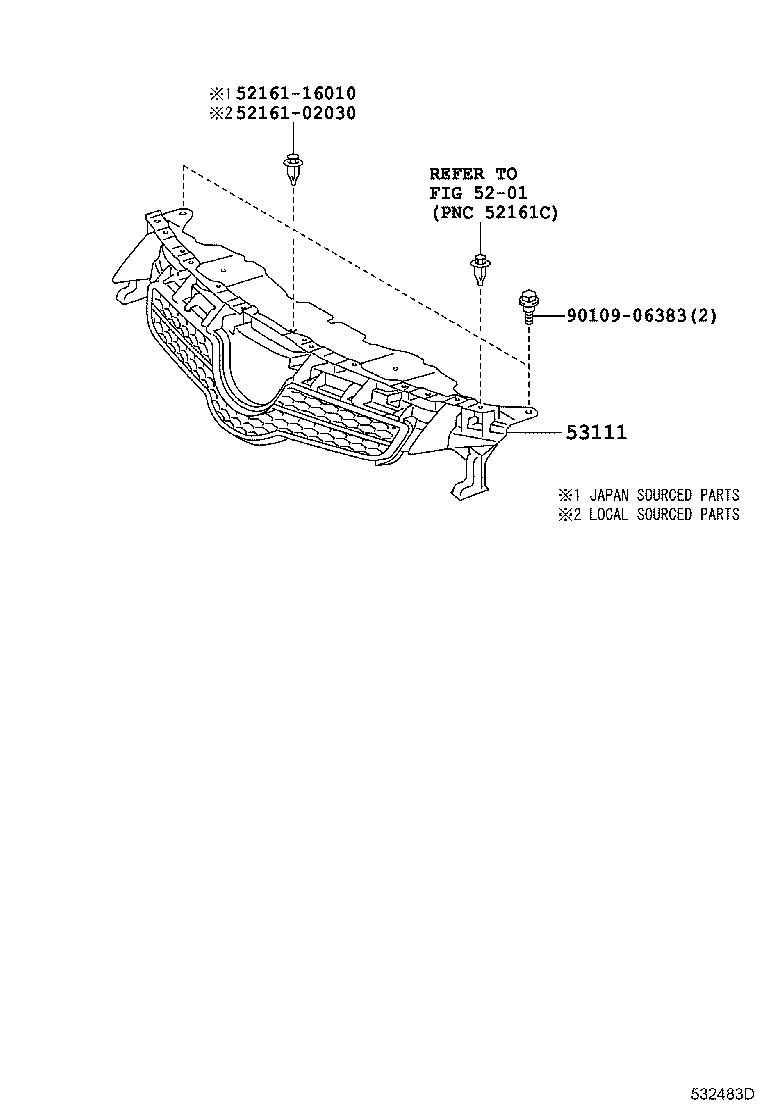 TOYOTA 53111-02390 - Решетка радиатора avtokuzovplus.com.ua