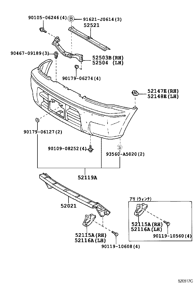 TOYOTA 52119-60010 - Буфер, бампер avtokuzovplus.com.ua