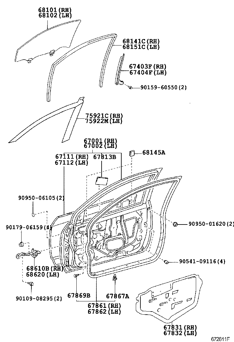 TOYOTA 6810202110 - Боковое стекло avtokuzovplus.com.ua