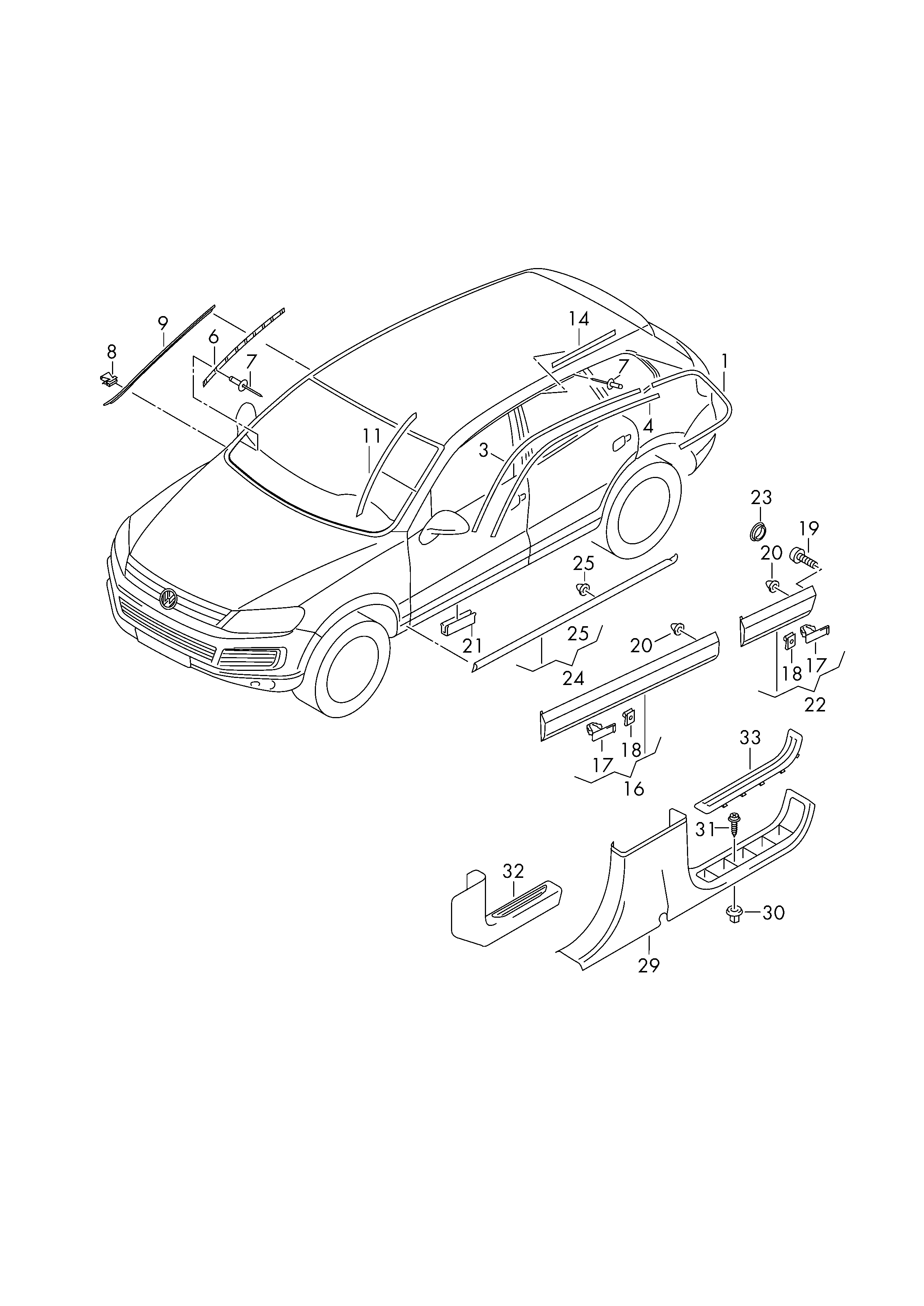 VW 7P0854719 - Зажим, молдинг / захисна накладка autocars.com.ua