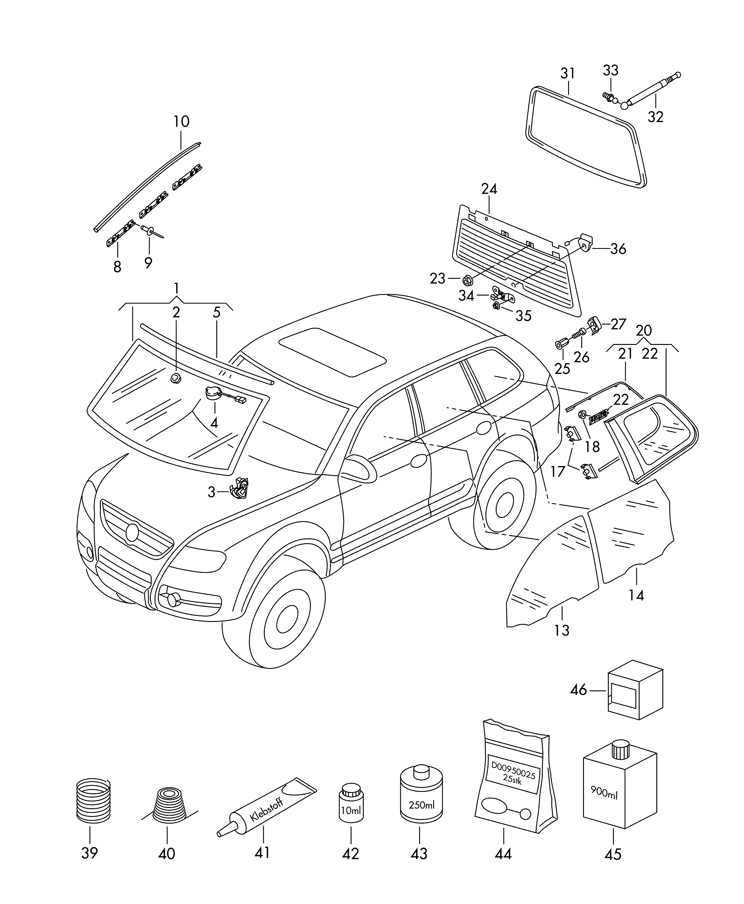 VW 7L0845421A - Бокове вікно autocars.com.ua