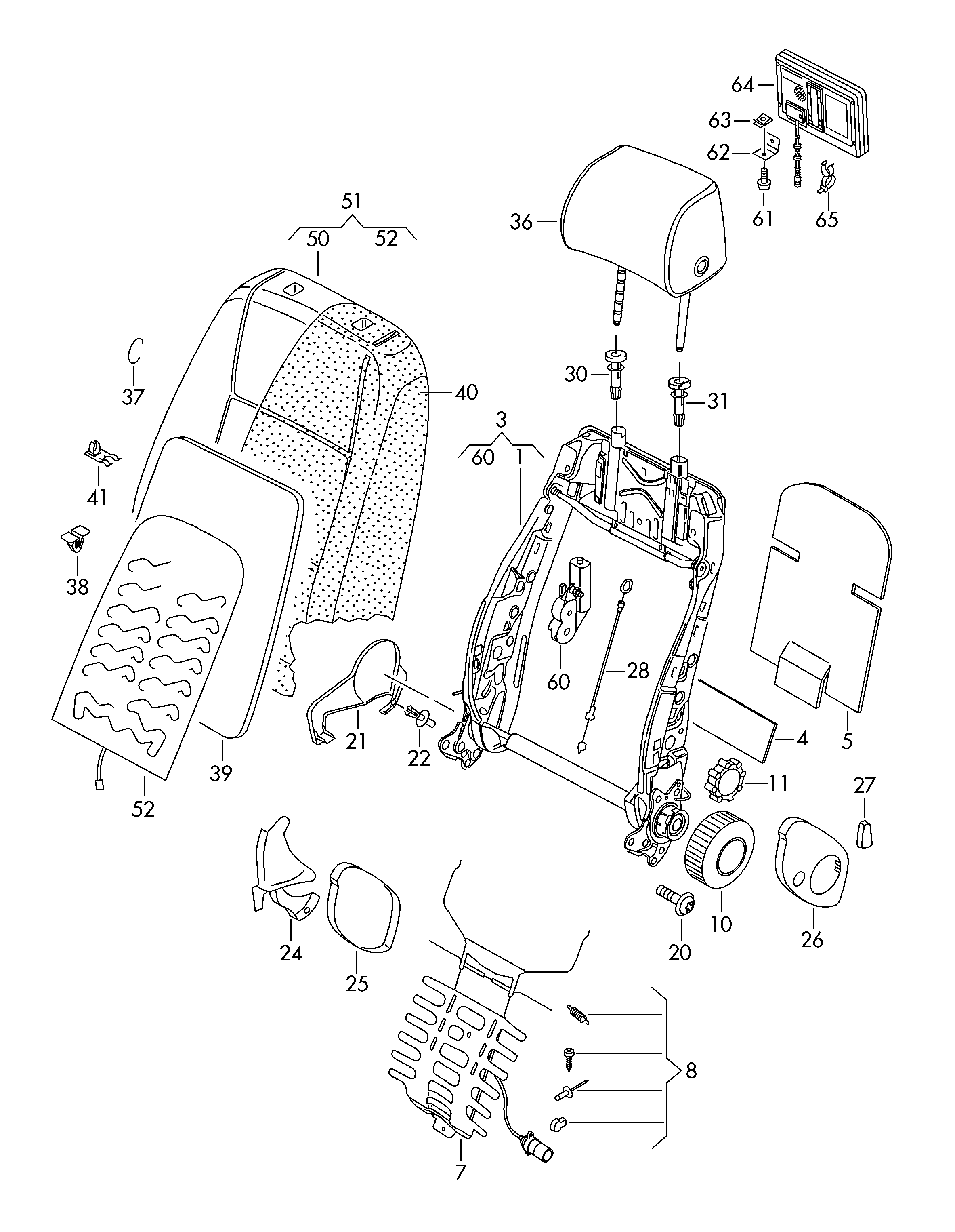 VW 1J0881671H - Регулювальний елемент, регулювання сидіння autocars.com.ua