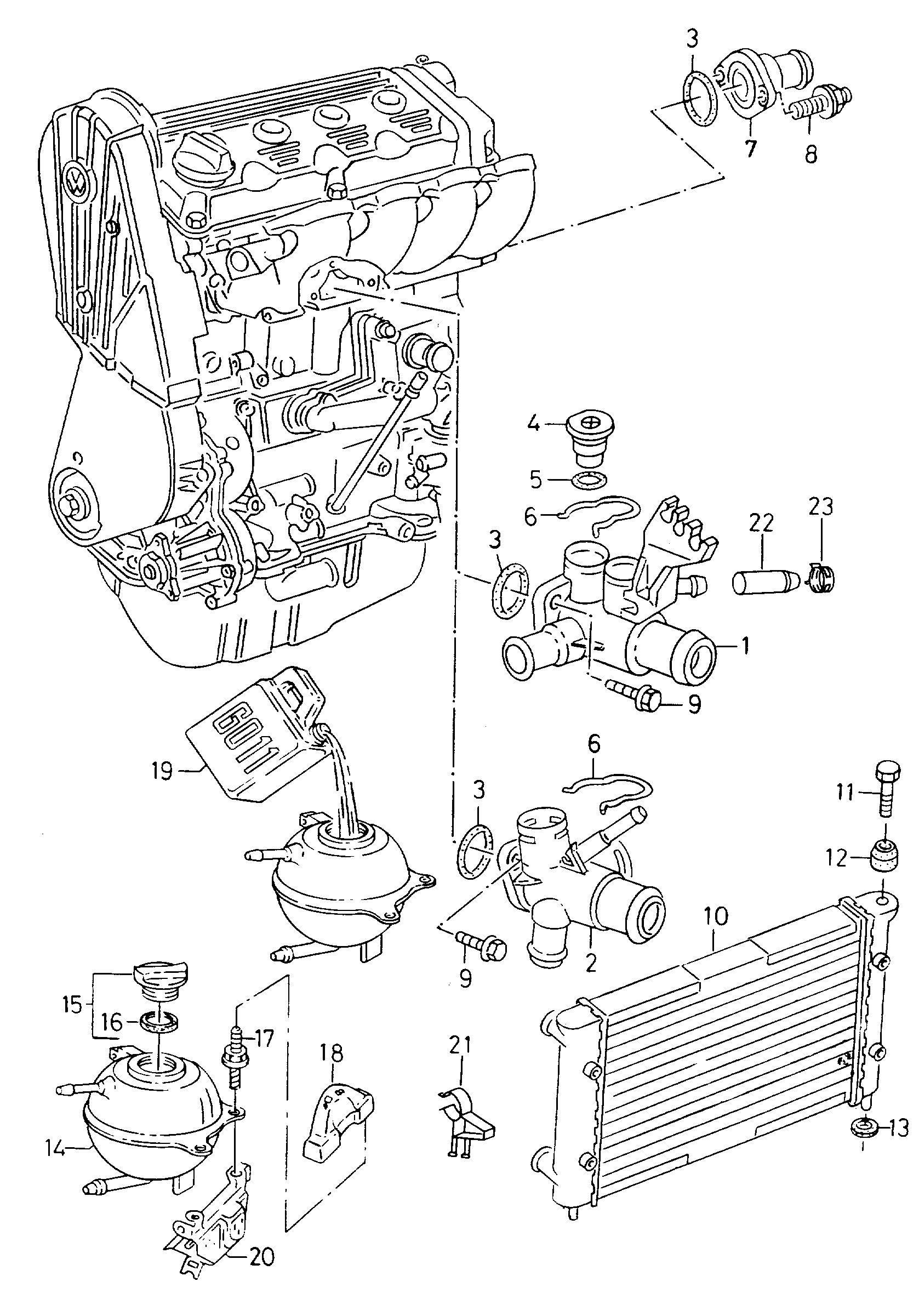 Seat 5X0 121 407 A - Компенсаційний бак, охолоджуюча рідина autocars.com.ua