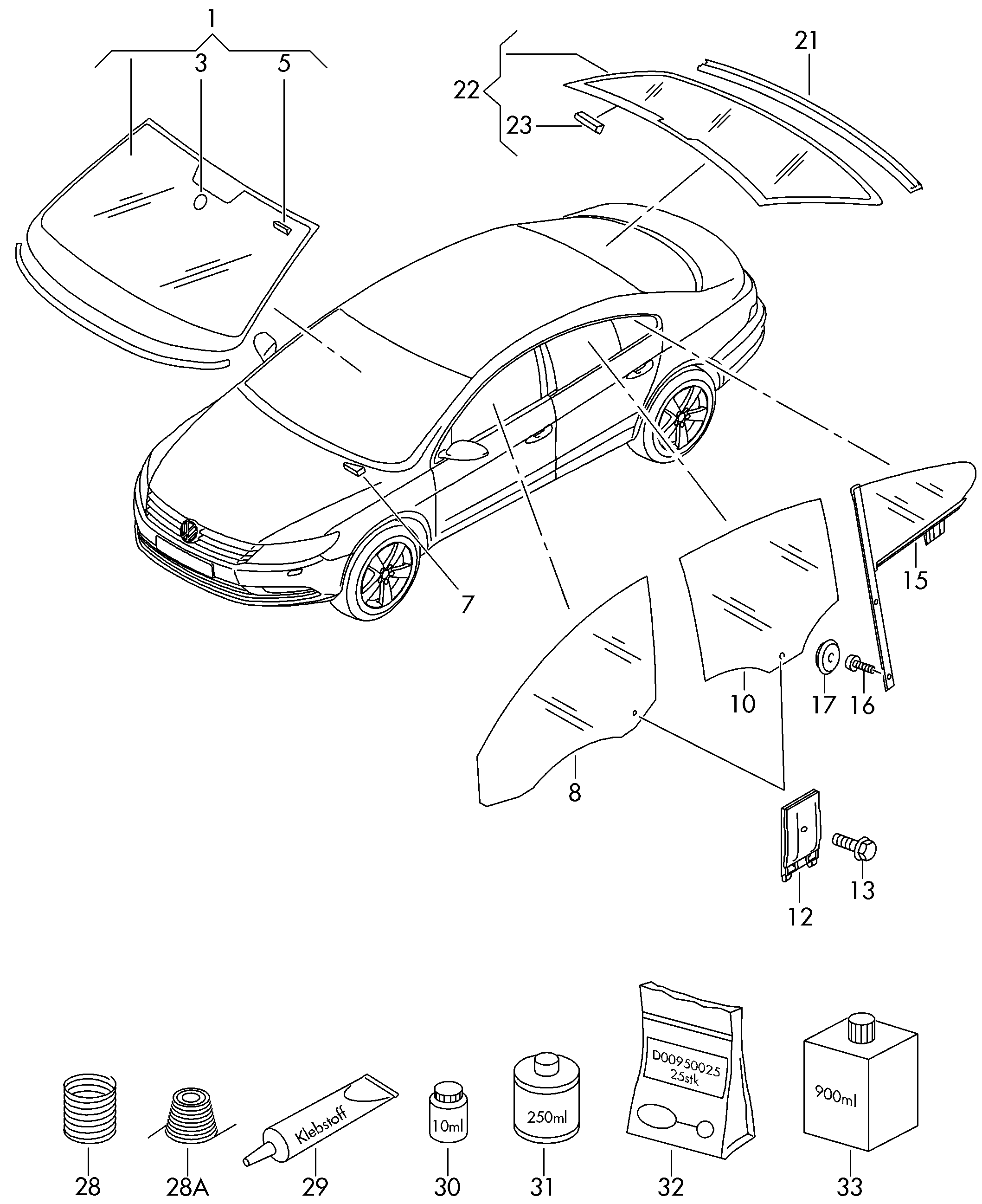 VAG 3C8839613J - Бокове вікно autocars.com.ua