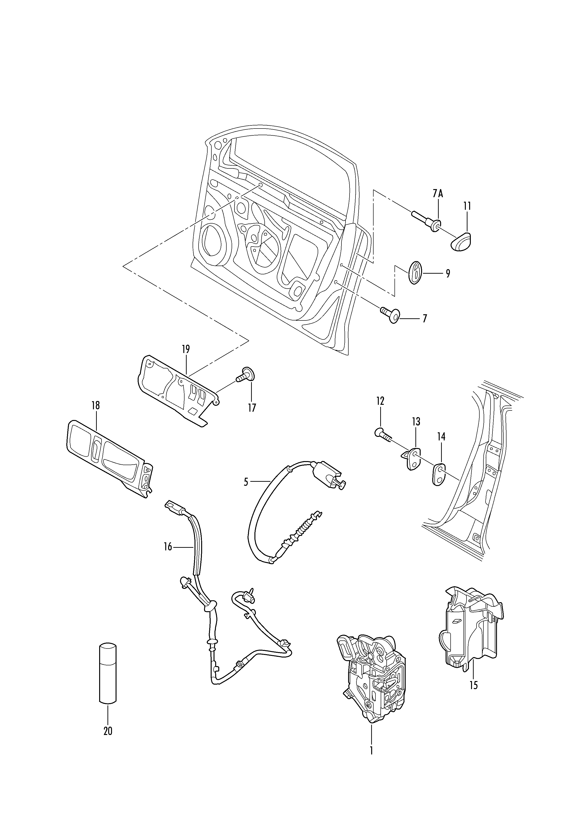 Seat 7N0 837 017A - Трос, замок двери avtokuzovplus.com.ua